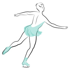 Skater skates on ice. The girl is beautiful and slender. Lady athlete, figure skater. Vector illustration.