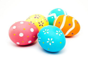 Perfect colorful handmade painted easter eggs isolated