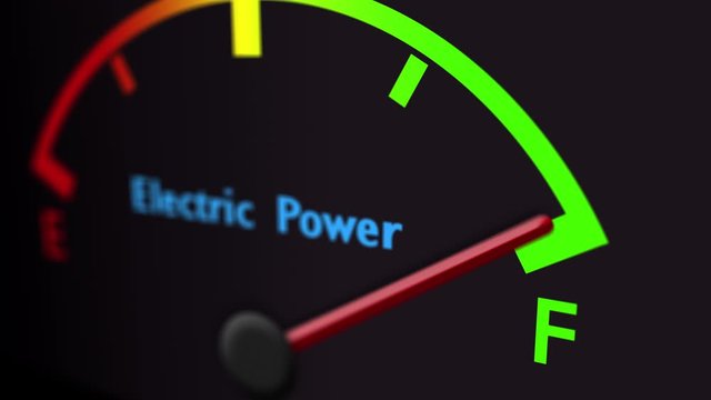 Electric fuel gauge full animation on car dashboard. 