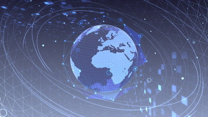 Earth on Digital Network space 3D illustration background 