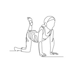 Continuous line drawing of sport woman engaged in yoga. Vector illustration.