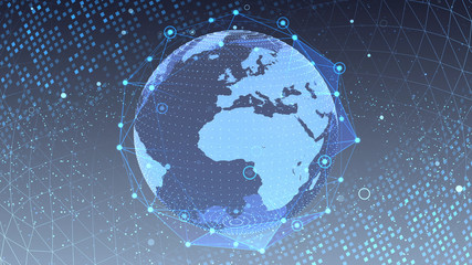Earth on Digital Network space 3D illustration background 