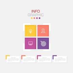 Business data visualization. Infographic element with icons and options or steps. Can be used for process, presentation, diagram, workflow layout, info graph, web design. Vector business template.