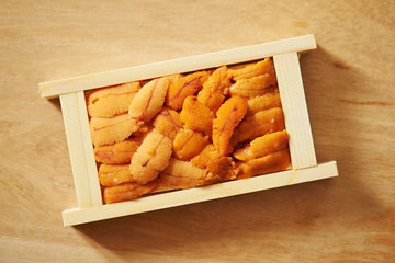 A pack of fresh raw sea urchin