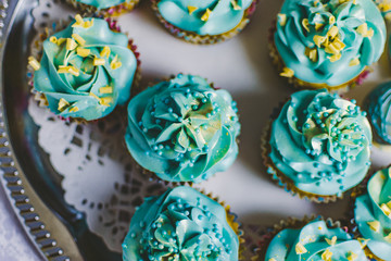 handmade turquoise cupcakes