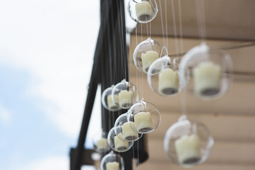 hanging balls with candles