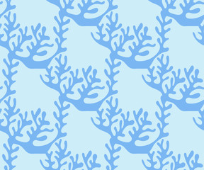 Fototapeta premium Hand drawn underwater natural ocean elements. Seamless pattern with reef corals. Vector sketch. Abstract seamless pattern. Creative background with geometric figures.