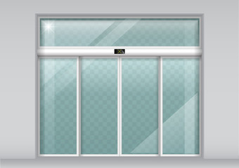 Double sliding glass doors with automatic sensor