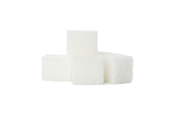 Sugar cubes isolated on white background, close up