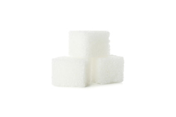 Sugar cubes isolated on white background, close up