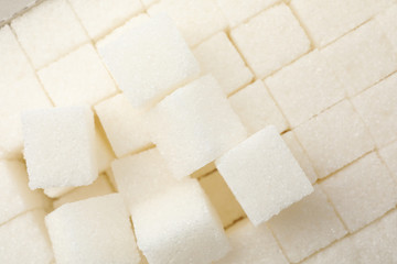 White sugar cubes texture background, close up