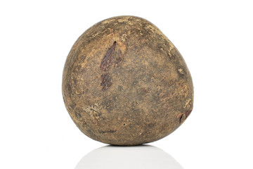 One whole raw sweet beetroot isolated on white background