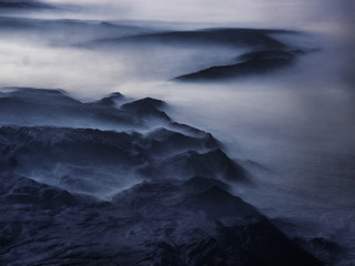 Aerial view of mountains somewhere over Afghanistan