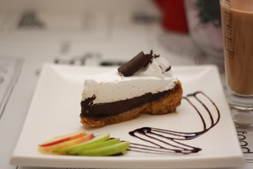 piece of chocolate cake on a plate