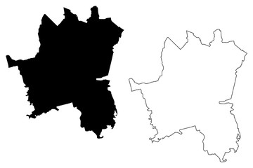 Katowice City (Republic of Poland, Silesian) map vector illustration, scribble sketch City of Katowice map