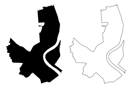 Bordeaux City (French Republic, France, Gironde) map vector illustration, scribble sketch City of Bordeaux map