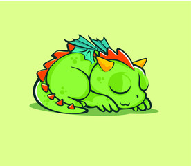 Isolated mythical creature cute little dragon vector illustration with various poses