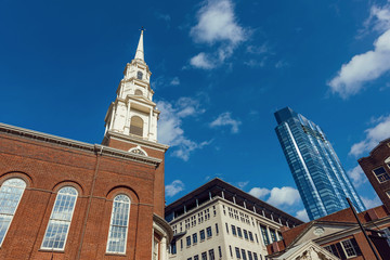 Obraz premium Tall buildings of Boston city downtown