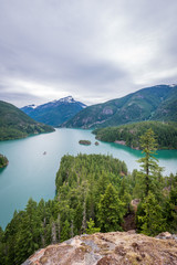 Fototapeta na wymiar Mountain landscape with Diabolo Lake, Cascades National Park, Washington, USA