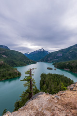 Naklejka na ściany i meble Mountain landscape with Diabolo Lake, Cascades National Park, Washington, USA