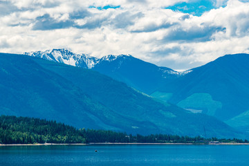 Majestic mountain lake in Canada. Upper Arrow  Lake. British Columbia.