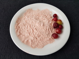 Camu camu powder 100% natural (Myrciaria dubia), Myrtaceae family, 35 percent more vitamin C than oranges. Amazon, Brazil