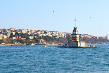 Maiden Tower on the Bosphorus in Istanbul in Turkey.