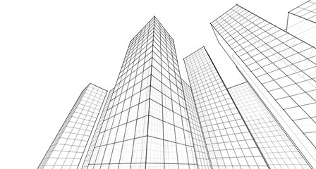 Obraz na płótnie Canvas abstract architecture 3d illustration sketch
