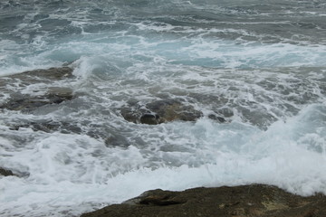 Coruna city waves in the Atlantic Ocean