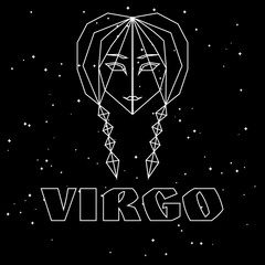Obraz na płótnie Canvas Abstract polygonal zodiac sign virgo on black starry sky background