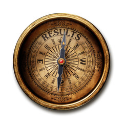 Vintage brass compass isolated on white background