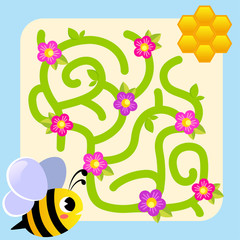 Help bee find path to honeycomb. Labyrinth. Maze game for kids
