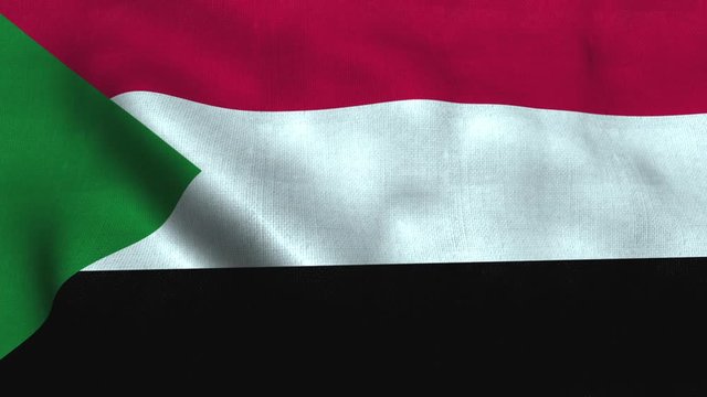 Sudan flag waving in the wind. National flag Republic of the Sudan