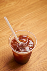 Iced coffee in plastic cup