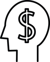 Head with money symbol 