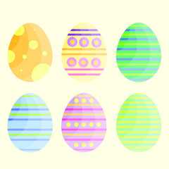 This is vector set Easter eggs. Cute cartoon illustration on light background.