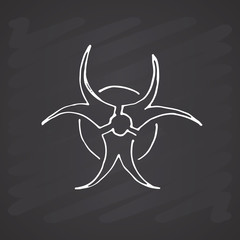 Biohazard symbol Hand Drawn icon. Vector illustration on chalkboard background