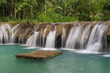 Waterfall falls on siquijor island in the philippines winter 2020 beautiful vacation green jungle relaxing