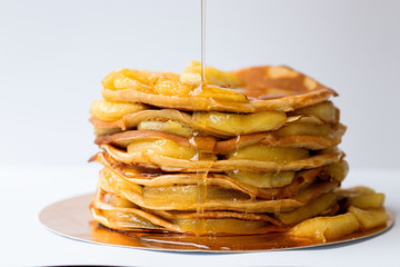 Panсakes with caramelized apples and honey