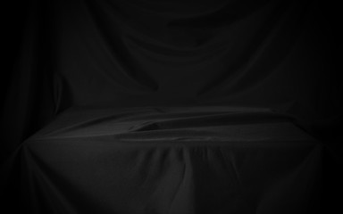 Black luxury fabric table top background and texture