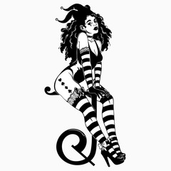 Sexy joker girl in stockings