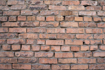 The texture of the walls of red brick. Brickwork, building.