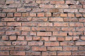 The texture of the walls of red brick. Brickwork, building.