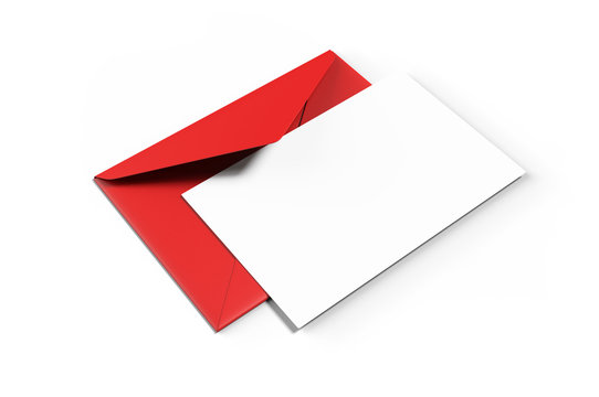 Blank postcard, flyer and pamphlet with envelope for mock up, 3d render illustration.