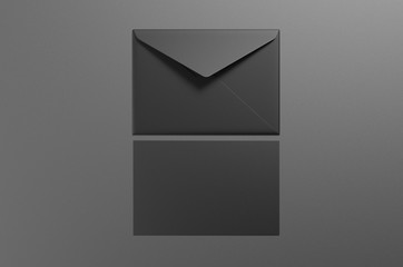 Blank postcard, flyer and pamphlet with envelope for mock up, 3d render illustration.