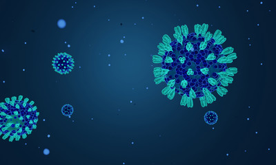 Covid-19 concept. Coronavirus 2019-nCov novel coronavirus cell concept. Dangerous flu strain cases as a pandemic. Microscope virus close up. 3d rendering.