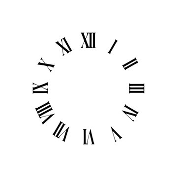 Clock face with roman numerals