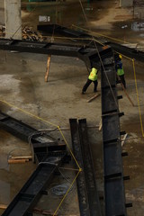 Steel rafter assembly in building construction project