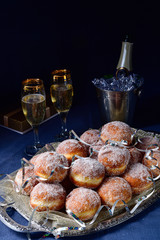 Fine Berlin donuts with jam filling and icing