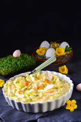 Spring egg salad chives and delicious mayonnaise.
